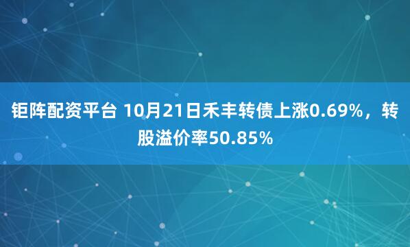 钜阵配资平台 10月21日禾丰转债上涨0.69%，转股溢价率50.85%